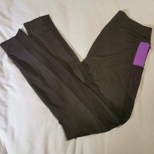 PopFit Sophia Black/Purple High-Waisted Leggings